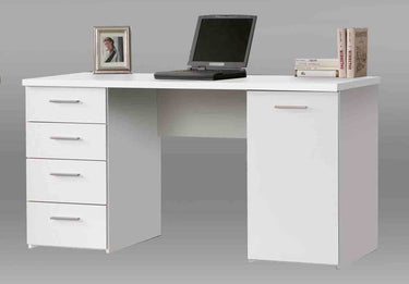 Pulton White Compact Office Desk with Storage, Drawers, and Cupboard - UK Luxury Furniture